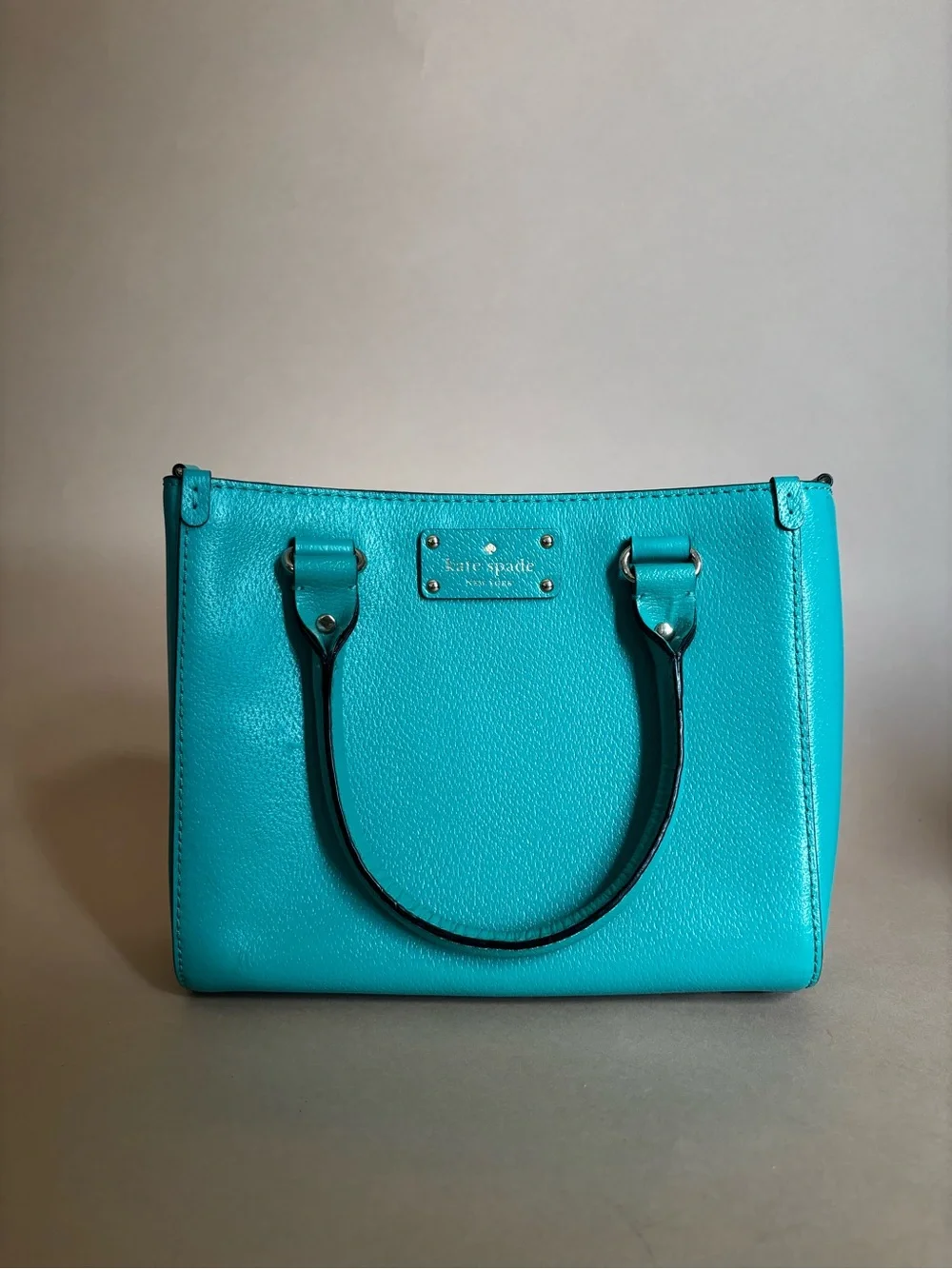 Kate Spade Wellesley Quinn Turquoise Aqua Leather Satchel Handbag
